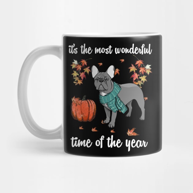 French Bulldog Dog Autumn Fall Most Wonderful Time Maple by AstridLdenOs